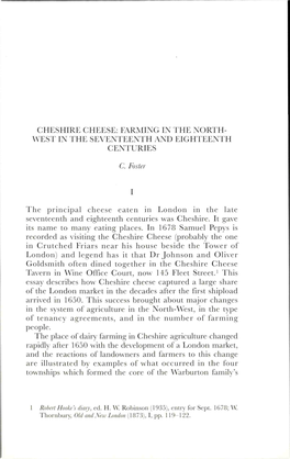 Farming in the North-West in the Seventeenth and Eighteenth Centuries