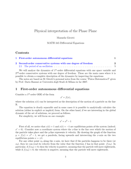 Physical Interpretation of the Phase Plane