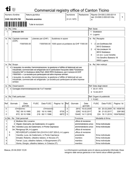 Commercial Registry Office of Canton Ticino