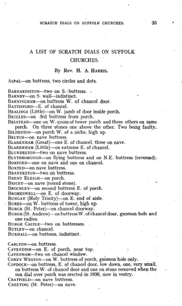 A List of Scratch Dials on Suffolk Churches H. A. Harris