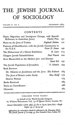 The Jewish Journal of Sociology