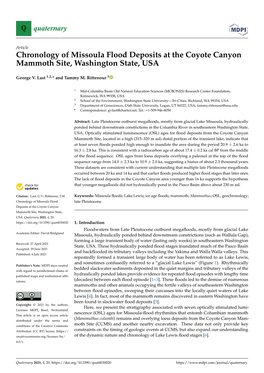 Chronology of Missoula Flood Deposits at the Coyote Canyon Mammoth Site, Washington State, USA