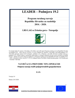 LEADER – Podmjera 19.2