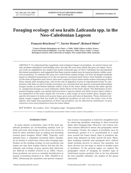 Foraging Ecology of Sea Kraits Laticauda Spp. in the Neo-Caledonian Lagoon