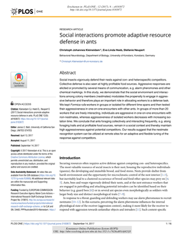 Social Interactions Promote Adaptive Resource Defense in Ants