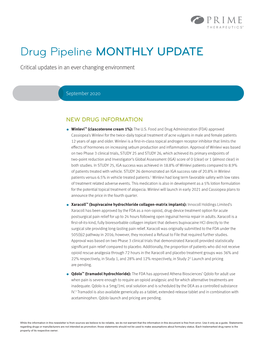 Drug Pipeline MONTHLY UPDATE