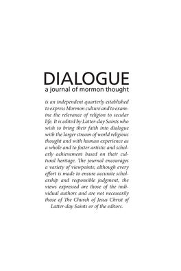 DIALOGUE a Journal of Mormon Thought