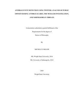 Analysis of Public Opinion During Anthrax Scares, The