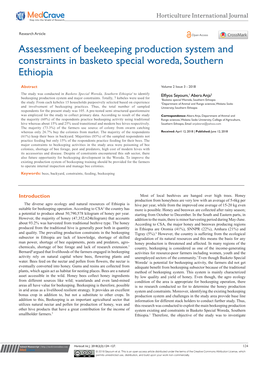 Assessment of Beekeeping Production System and Constraints in Basketo Special Woreda, Southern Ethiopia