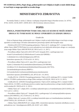 Popis Droga, Psihotropnih Tvari I Biljaka Iz Kojih Se Može Dobiti Droga Te Tvari Koje Se Mogu Uporabiti Za Izradu Droga