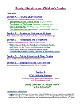 Saints, Literature and Children's Stories (PDF)
