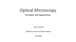 Optical Microscopy: Principles and Applications