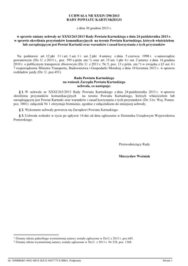 Uchwała Nr Xxxiv/290/2013 Rady Powiatu Kartuskiego