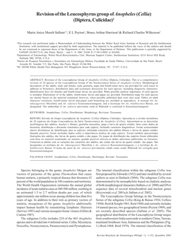 Revision of the Leucosphyrus Group of Anopheles (Cellia) (Diptera, Culicidae)