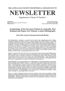 NEWSLETTER Supplement to Volume 23 Number 1