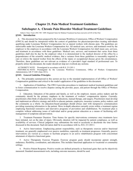 Chronic Pain Disorder Medical Treatment Guidelines Editor’S Note: Form LWC-WC 1009