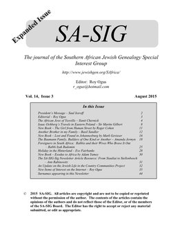 The Journal of the Southern African Jewish Genealogy Special Interest Group
