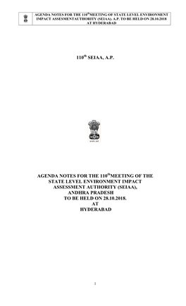 110 Seiaa, Ap Agenda Notes for the 110 Meeting of the State