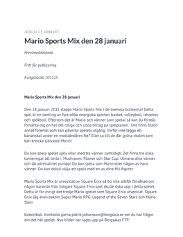 Mario Sports Mix Den 28 Januari