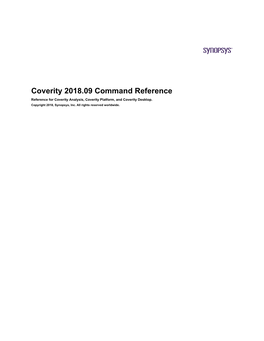 Coverity 2018.09 Command Reference Reference for Coverity Analysis, Coverity Platform, and Coverity Desktop