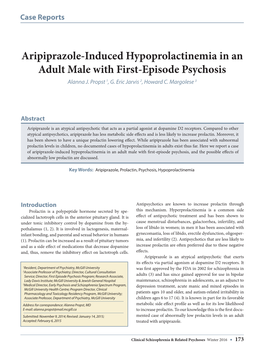 Aripiprazole-Induced Hypoprolactinemia in an Adult Male with First-Episode Psychosis Alanna J