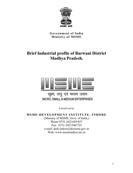 Brief Industrial Profile of Barwani District Madhya Pradesh