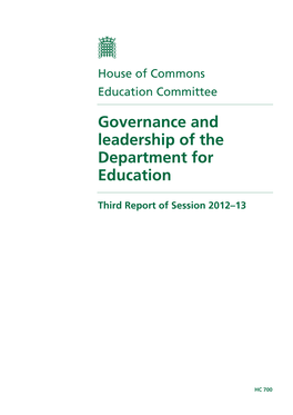 Governance and Leadership of the Department for Education