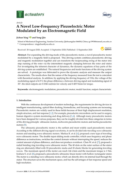 A Novel Low-Frequency Piezoelectric Motor Modulated by an Electromagnetic Field