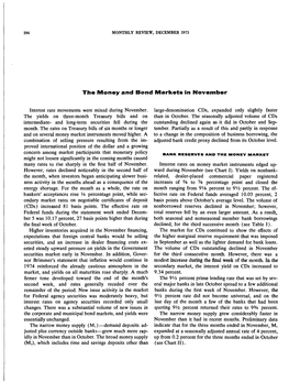 The Money and Bond Markets in November 1973