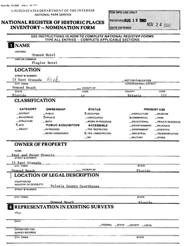 National Register of Historic Places Inventory « Nomination Form