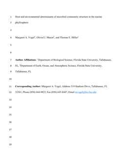 Host and Environmental Determinants of Microbial Community Structure in the Marine