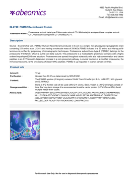 32-2749: PSMB2 Recombinant Protein Description Product Info