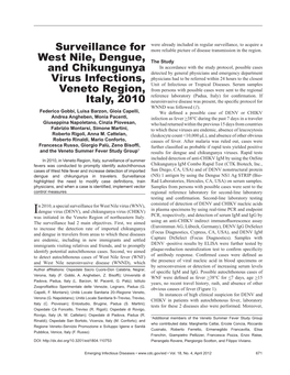 Surveillance for West Nile, Dengue, and Chikungunya Virus Infections