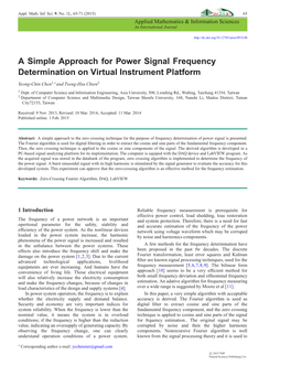 A Simple Approach for Power Signal Frequency Determination on Virtual Instrument Platform