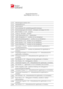 Byggnadsnämndens Protokoll 2013-12-12 §§ 272-310