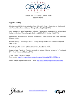 March 29, 1937: Billy Carter Born Learn More