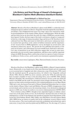 Life History and Host Range of Hawaii's