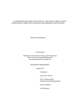 Gatekeeping Breaking News Online: How Social Media Affect Journalists’ Crime News Sourcing and Dissemination in India