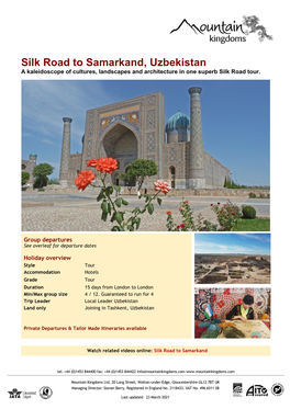 2021 Silk Road to Samarkand
