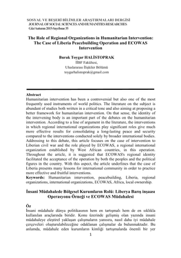 The Case of Liberia Peacebuilding Operation and ECOWAS Intervention