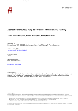 A Series-Resonant Charge-Pump-Based Rectifier with Inherent PFC Capability