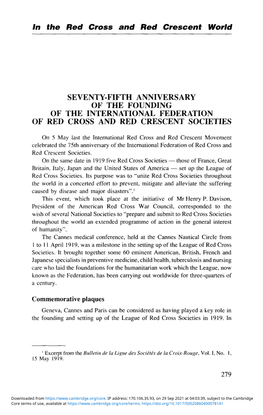 In the Red Cross and Red Crescent World SEVENTY-FIFTH