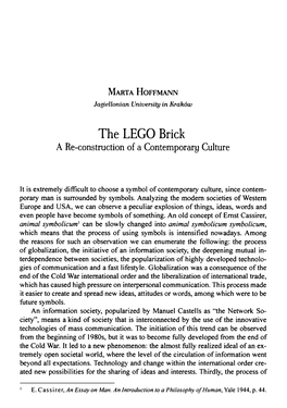 The LEGO Brick a Re-Construction of a Contemporary Culture