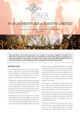 Fusion Festivals & Events Limited