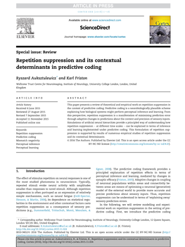 Repetition Suppression and Its Contextual Determinants in Predictive Coding