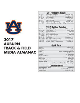 2017 Auburn Track & Field Media Almanac