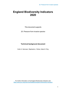 England Biodiversity Indicators 2020