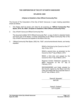 The Corporation of the City of North Vancouver Bylaw
