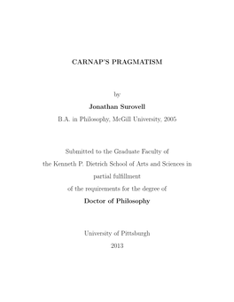 Carnap's Pragmatism
