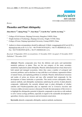 Phenolics and Plant Allelopathy